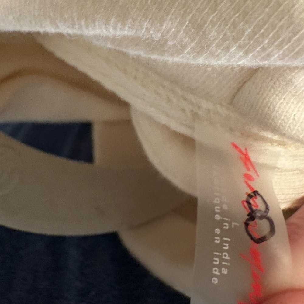 Free People At My Best Embroidered Hoodie Large Color: Ivory Combo NWT - Picture 5 of 6